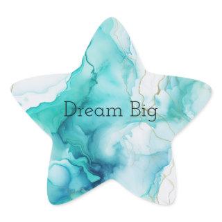 Mint Aqua Ink Marble Star Sticker