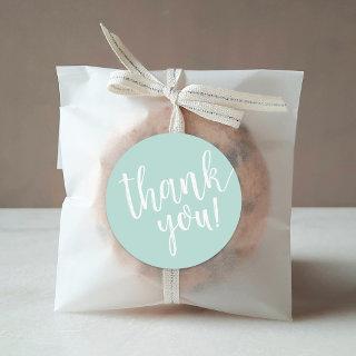 Mint Baby Shower Hand Lettered Thank You Script Classic Round Sticker
