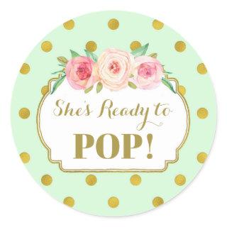 Mint Gold Dots She's Ready to Pop Favor Tags