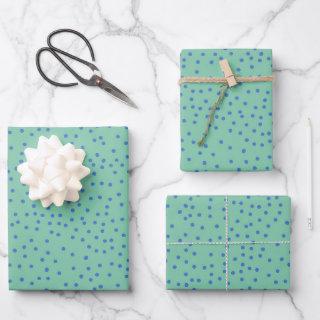 Mint Green and Blue Polka Dot Pattern   Sheets