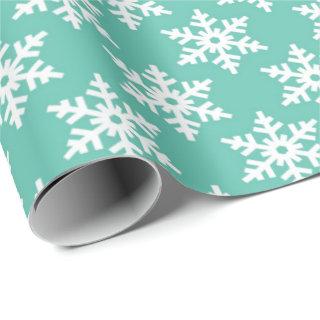 Mint Green and White Snowflakes Christmas