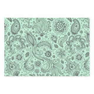 Mint Green Batik boho style floral paisley pattern  Sheets