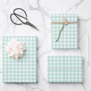 Mint Green Gingham Check Pattern  Sheets
