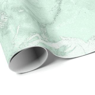 Mint Green Gray Silver Pastel Marble Molten Metal