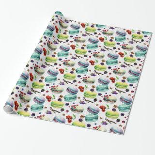 Mint Green Macaroons & red Berries Seamless Patter