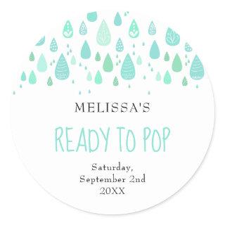 Mint green raindrops Ready to Pop Classic Round Sticker