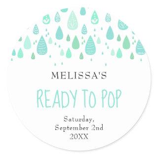 Mint green raindrops Ready to Pop Classic Round Sticker