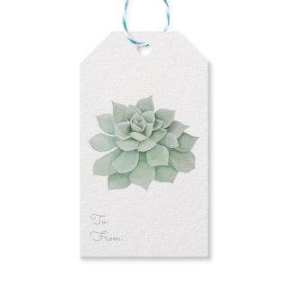 Mint Green Succulent Cactus Watercolor Wedding Gift Tags