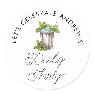 Mint Julep Horse Race Derby Thirty Birthday Classic Round Sticker