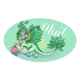 Mint~lil' herb garden dragon oval sticker