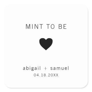Mint To Be Modern Black and White Wedding Favor Square Sticker
