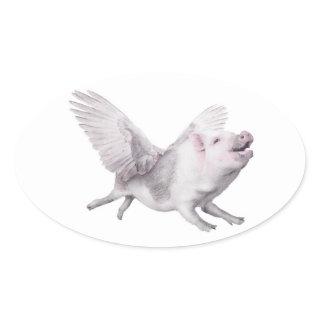 Miracles Possibility Joy Flying Pigs When Pigs Fly Oval Sticker