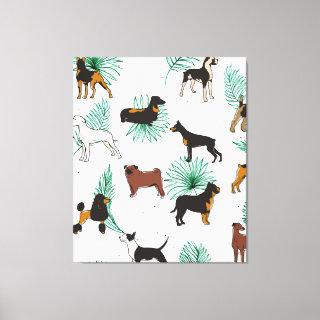 Miracles with paws, Tropical Cute Quirky Dog Pets  Canvas Print
