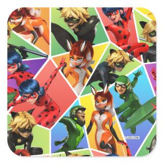 Miraculous Colorful Character Pattern Square Sticker