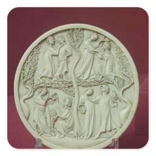 Mirror case depicting courtly scenes, c.1320-30 square sticker