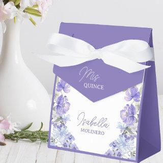 Mis Quince Purple Peri Floral Quinceanera Party Favor Boxes