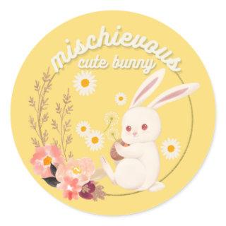 Mischievous Cute Bunny Classic Round Sticker