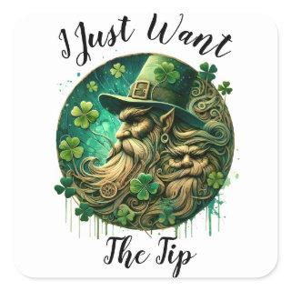 Mischievous Leprechaun Savoring A Pint Square Sticker