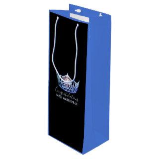 Miss America Blue Crown 2-Tone Gift Bag-Tall Wine Gift Bag
