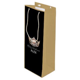 Miss America Gold Crown Silk Gift Bag-Christmas Wine Gift Bag