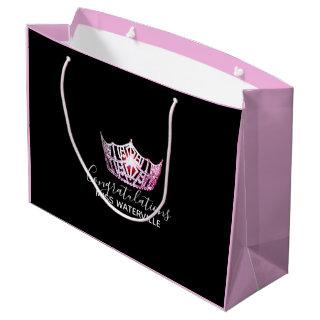 Miss America Pink Crown 2-Tone Pink Gift Bag-Large Large Gift Bag