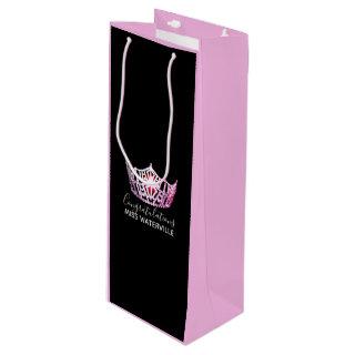 Miss America Pink Crown 2-Tone Pink Gift Bag-Wine Wine Gift Bag