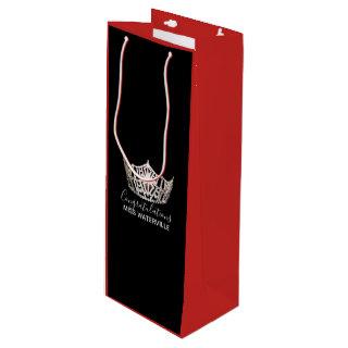Miss America Silver Crown 2-Tone Red Gift Bag-Tall Wine Gift Bag