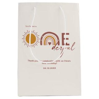Miss Onederful Boho First Birthday  Medium Gift Bag