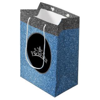 Miss Pageant Tiara Crown Blue FX GlitterGift Bag