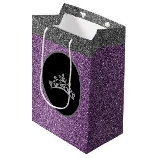 Miss Pageant Tiara Crown Purple FX GlitterGift Bag