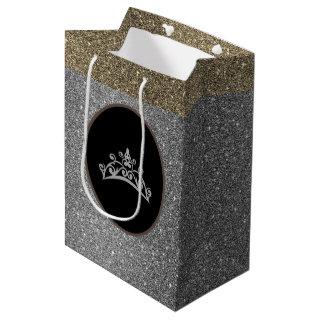 Miss Pageant Tiara Crown Silver FX GlitterGift Bag