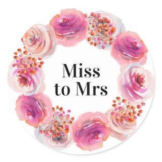 Miss to Mrs Bridal Shower Bright Floral Classic Round Sticker