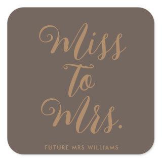 Miss to Mrs Modern Bridal Shower  Square Sticker
