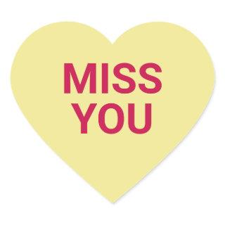 Miss you yellow cute Valentine's Day conversation Heart Sticker
