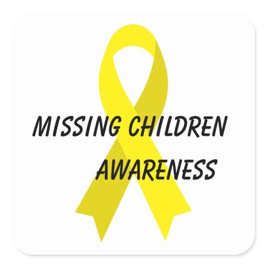 Missing Children Yellow Awareness Ribbon by Janz Square Sticker