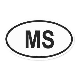 Mississippi "MS" Oval Sticker