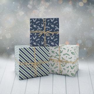 Mistletoe Twigs & Stripes Mixed Christmas Patterns  Sheets