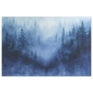 Misty Forest Watercolor Pine Trees Decoupage Tissue Paper