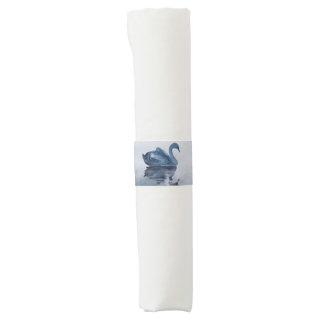 Misty Reflections | Moody Dusty Blue Swan on Lake Napkin Bands