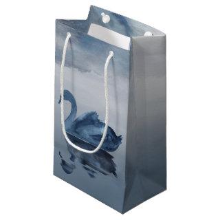 Misty Reflections | Moody Dusty Blue Swan on Lake Small Gift Bag
