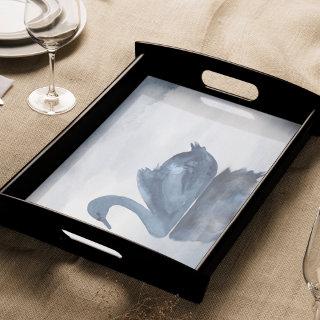 Misty Reflections | Moody Dusty Blue Swan on Lake Tissue Paper