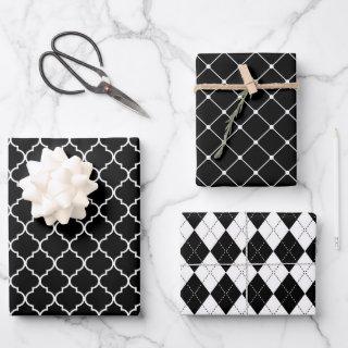 Mixed Black & White Geometric Patterns   Sheets