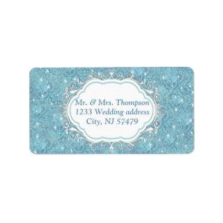 Mixed Blue Silky Pattern with White Sparkles Label