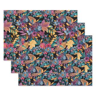 Mixed Fall Floral Leaves Berry Watercolor Pattern  Sheets