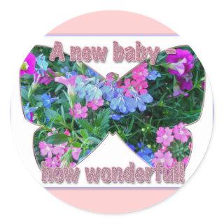 Mixed Flowers New Baby Congratulations Sticker