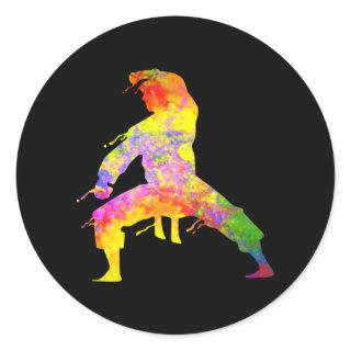 Mixed Martial Arts Colorful Silhouette for Kids Classic Round Sticker