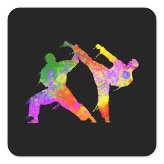 Mixed Martial Arts Colorful Silhouette for Kids Square Sticker