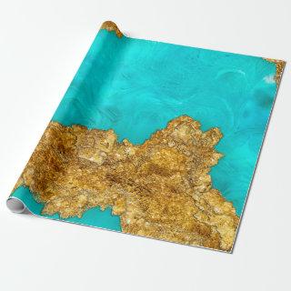 Mixed Media Gold and Turquoise