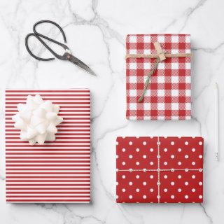 Mixed Red White Patterns Stripes Gingham Polka Dot  Sheets