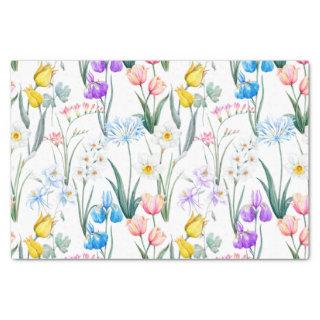 Mixed Spring Flowers, Daffodils Botanical Tissue Paper